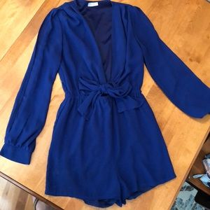 Royal Blue Plunging Neckline Romper